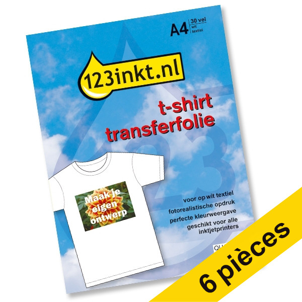 123inkt Offre : 30 feuilles de film de transfert pour T-shirt textile blanc C6050AC 060810 - 1