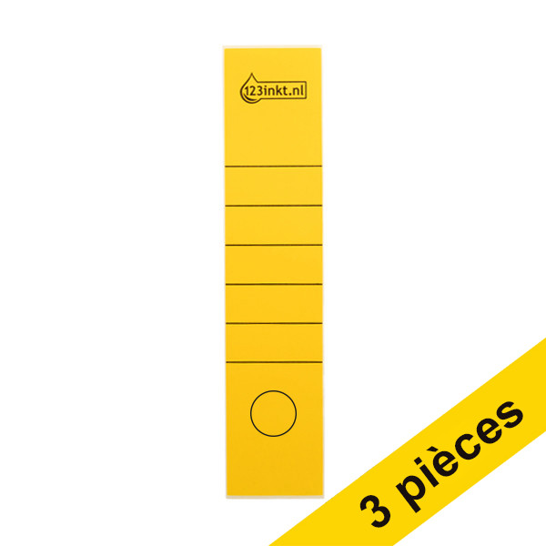 123inkt Offre : 3x 123encre étiquettes de dos autocollantes larges 61 x 285 mm (10 pièces) - jaune  302406 - 1