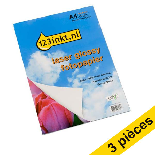 123inkt Offre : 3x 123encre Glossy papier photo laser 130 g/m² A4 (150 feuilles au total)  301126 - 1