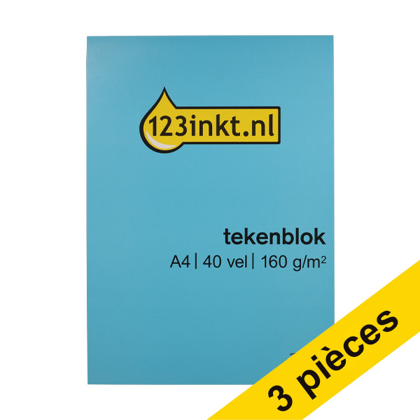 123inkt Offre : 3x 123encre bloc à dessin A4 160 g/m² (40 feuilles)  301431 - 1