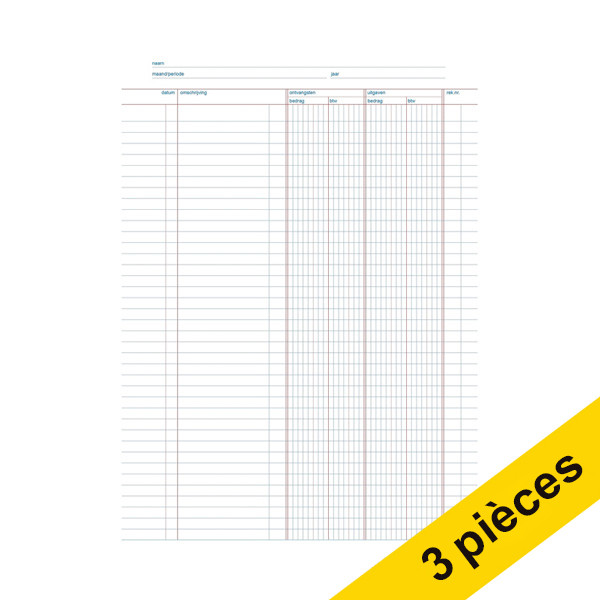 Offre : 3x 123encre livre de caisse avec TVA autocopiant avec arrêt de copie (50 feuilles) 300622 - 1