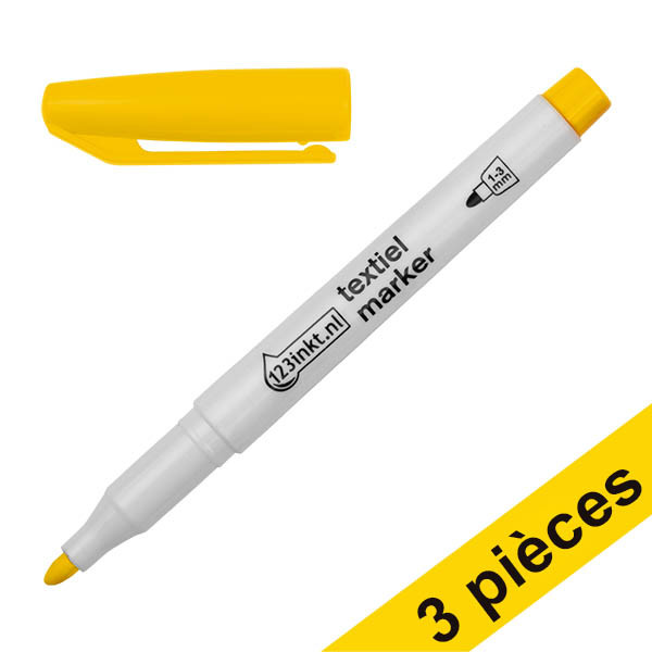 Offre : 3x 123encre marqueur textile (1 - 3 mm ogive) - jaune 300877 - 1