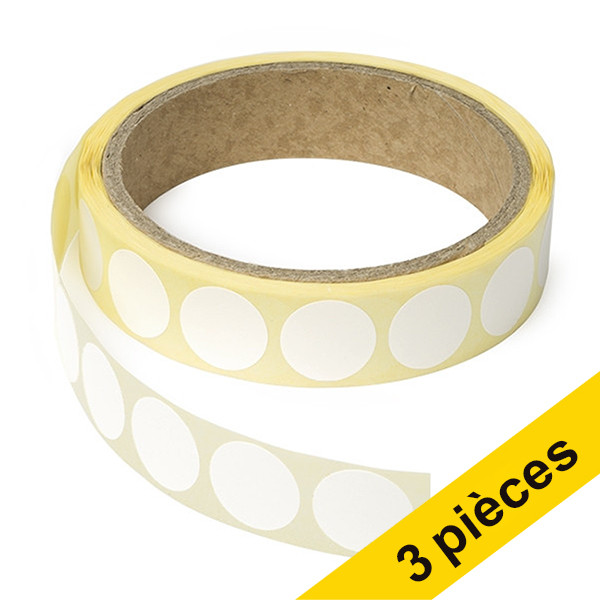 123inkt Offre : 3x 123encre pastilles adhésives Ø 18 mm (1000 étiquettes en continu) - blanc  035236 - 1