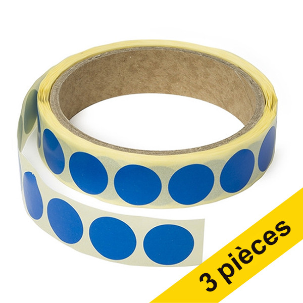 123inkt Offre : 3x 123encre pastilles adhésives Ø 18 mm (1000 étiquettes en continu) - bleu  035234 - 1