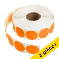 123inkt Offre : 3x 123encre pastilles adhésives Ø 35 mm (2000 étiquettes en continue) - orange  302358