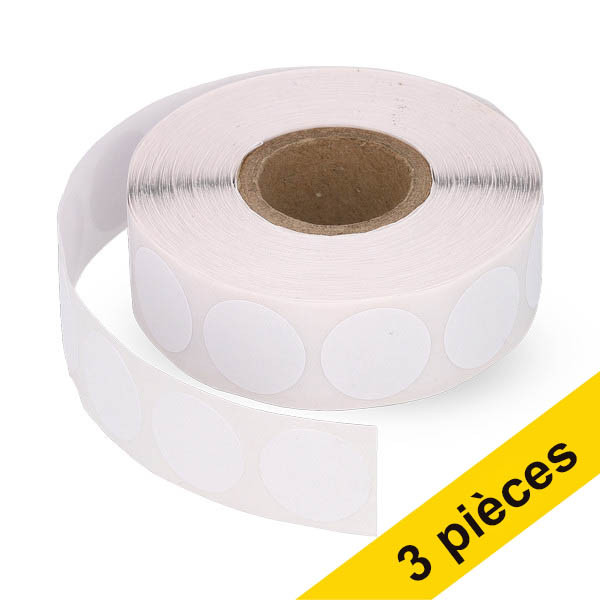 Offre : 3x 123encre pastilles de marquage Ø 18 mm (1000 étiquettes en rouleau) - blanc 035236 - 1