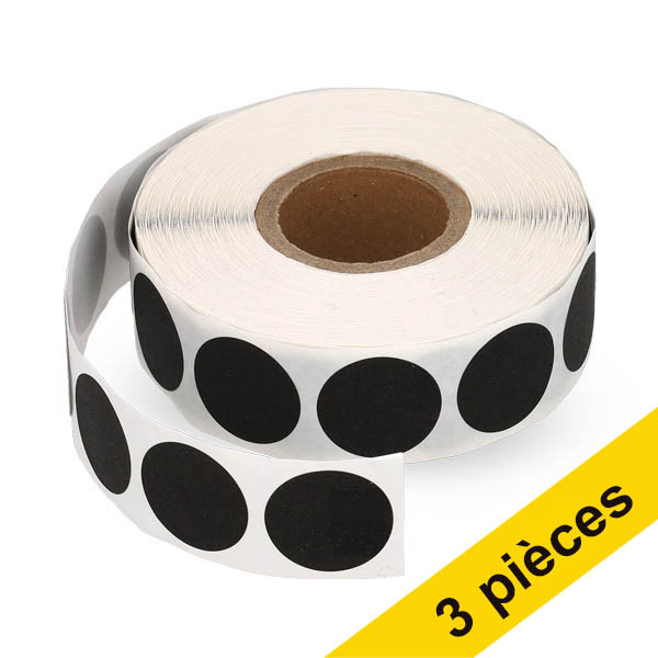 Offre : 3x 123encre pastilles de marquage Ø 18 mm (1000 étiquettes en rouleau) - noir 035237 - 1