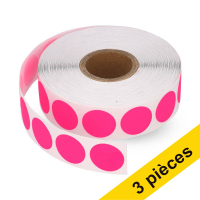 Offre : 3x 123encre pastilles de marquage Ø 18 mm (1000 étiquettes en rouleau) - rose fluo 035238