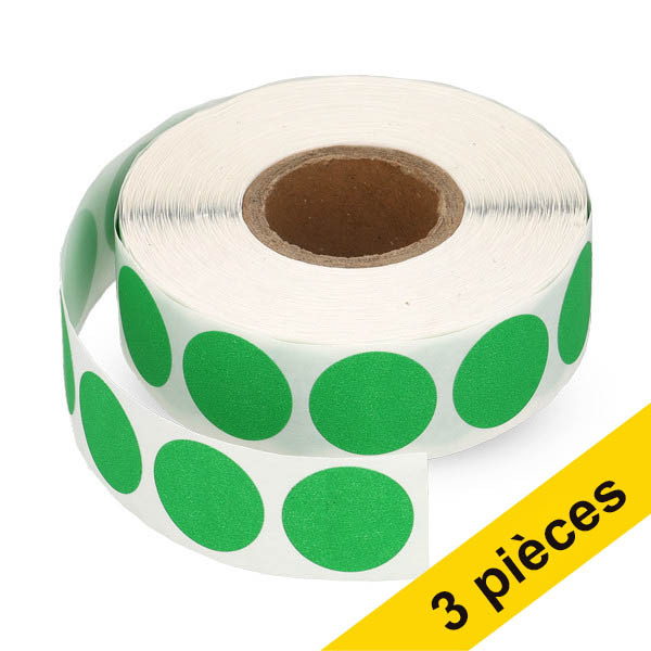 Offre : 3x 123encre pastilles de marquage Ø 18 mm (1000 étiquettes en rouleau) - vert 035232 - 1