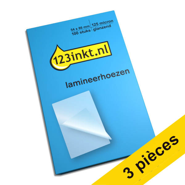 Offre : 3x 123encre pochette de plastification format carte de crédit 54 x 86 mm brillant 2x125 microns (100 pièces) 301133 - 1