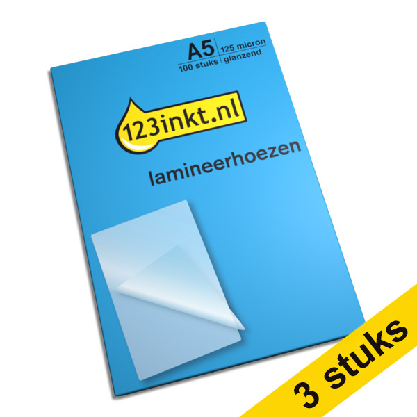 123inkt Offre : 3x 123encre pochette de plastification pour document A5 brillant 2x125 microns (100 pièces)  301137 - 1