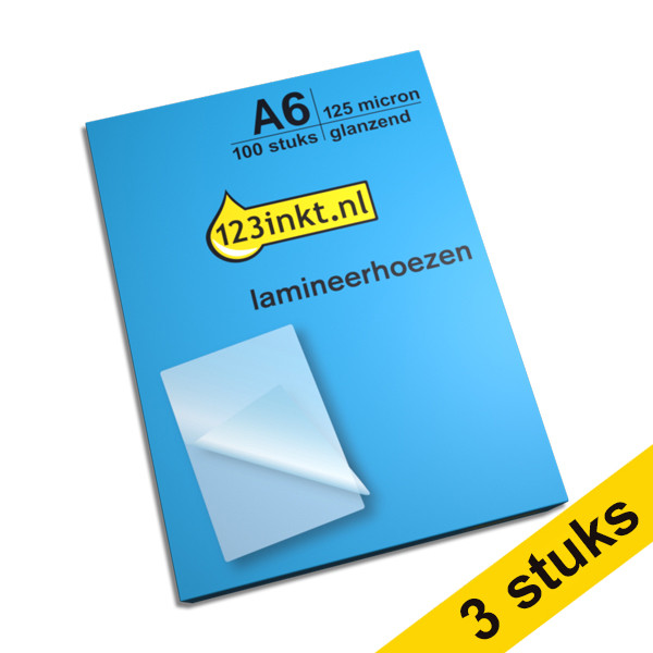 123inkt Offre : 3x 123encre pochette de plastification pour document A6 brillant 2x125 microns (100 pièces)  301135 - 1