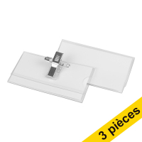 Offre : 3x 123encre porte-badge avec clip et épingle 75 x 40 mm (25 pièces)