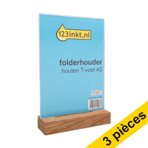 123inkt Offre : 3x 123encre porte-brochures en bois pied en forme de T A5  301569 - 1
