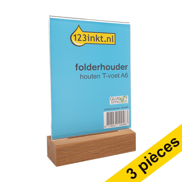 123inkt Offre : 3x 123encre porte-brochures en bois pied en forme de T A6  301568 - 1