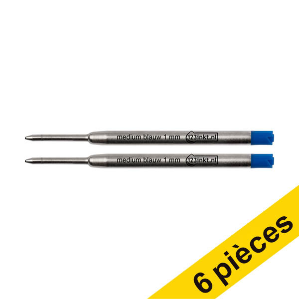 Offre : 3x 123encre recharge de stylo à bille moyen (6 pièces) - bleu 302737 - 1