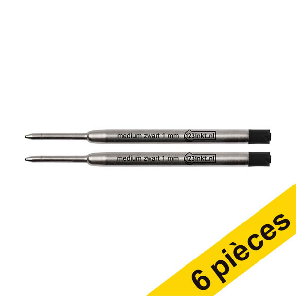 Offre : 3x 123encre recharge de stylo à bille moyen (6 pièces) - noir 302738 - 1