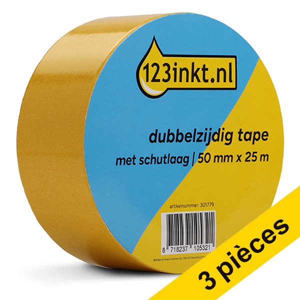 123inkt Offre : 3x 123encre ruban adhésif double face avec couche de protection 50 mm x 25 m  301983 - 1