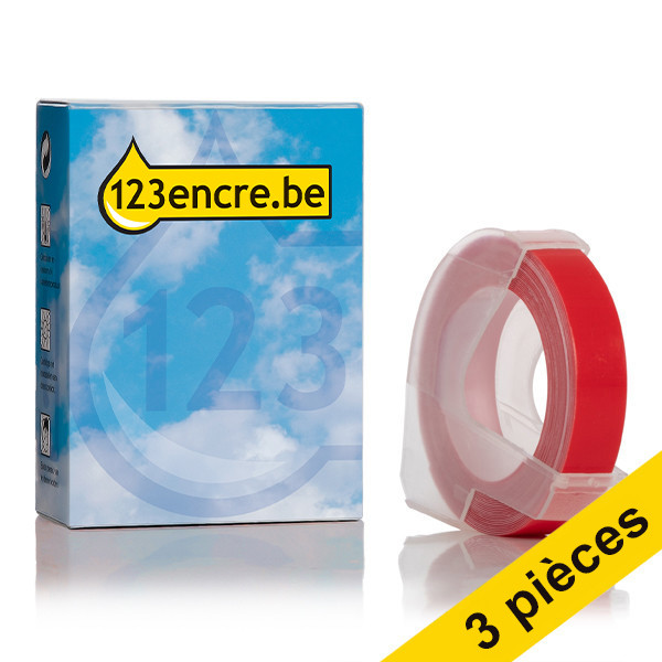 Offre : 3x 123encre ruban d'étiquettes en relief S0898150 / 520102 pour pince à étiqueter 123encre - blanc sur rouge 650770 - 1