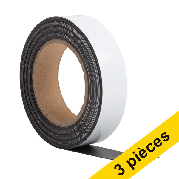 123inkt Offre : 3x 123encre ruban d'étiquettes magnétiques effaçable 3 cm x 10 m - blanc  302134 - 1