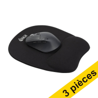 Offre : 3x 123encre tapis de souris en mousse à mémoire avec repose-poignet - noir 302864