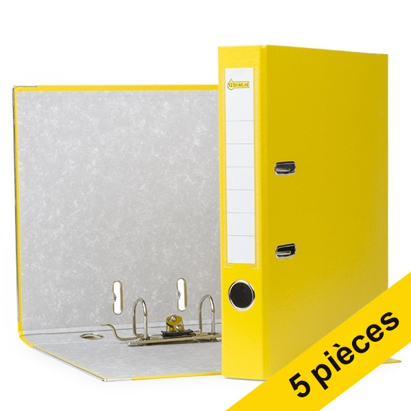 123inkt Offre : 5x 123encre classeur à levier A4 plastique 50 mm - jaune  300214 - 1