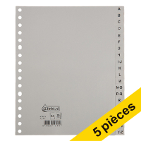 123inkt Offre : 5x 123encre intercalaires en plastique A5 avec 20 onglets A-Z (17 trous) - gris  301891