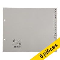 Offre : 5x 123encre intercalaires en plastique A5 paysage avec 20 onglets A-Z (2 trous) - gris