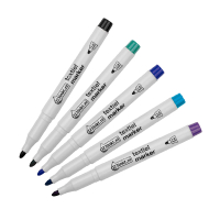 Offre : 5x 123encre marqueurs textiles couleurs froides - noir/vert/bleu/bleu pastel/violet 303287