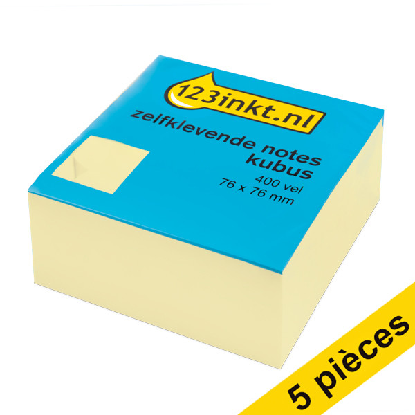 123inkt Offre : 5x 123encre notes autocollantes cube 76 x 76 mm - jaune  301078 - 1