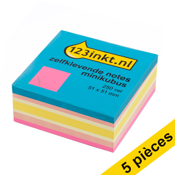 Offre : 5x 123encre notes autocollantes format mini 51 x 51 mm - rose fluo 301082 - 1
