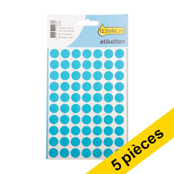 Offre : 5x 123encre pastilles adhésives Ø 13 mm (280 étiquettes) - bleu 301512 - 1