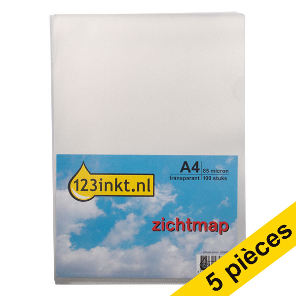 123inkt Offre : 5x 123encre pochette transparente A4 85 microns (100 pièces)  301212 - 1