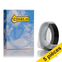 123inkt Offre : 5x 123encre ruban d'étiquettes en relief S0898130 / 520109 pour pince à étiqueter - blanc sur noir S0898130C 650768