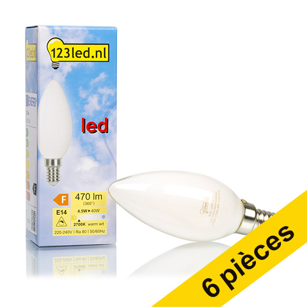 Offre : 6x 123led E14 ampoule LED à filament bougie mate dimmable 4W (40W) LDR01619 - 1