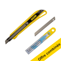 Offre combinée : 123encre cutter à lame sécable 9 mm avec 10 recharges 302910