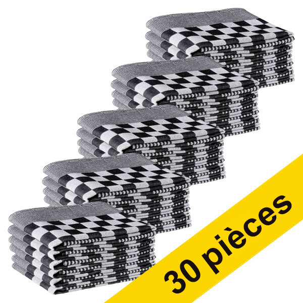 123inkt Torchon à carreaux 65 x 65 (30 pièces) - noir  SDR05201 - 1
