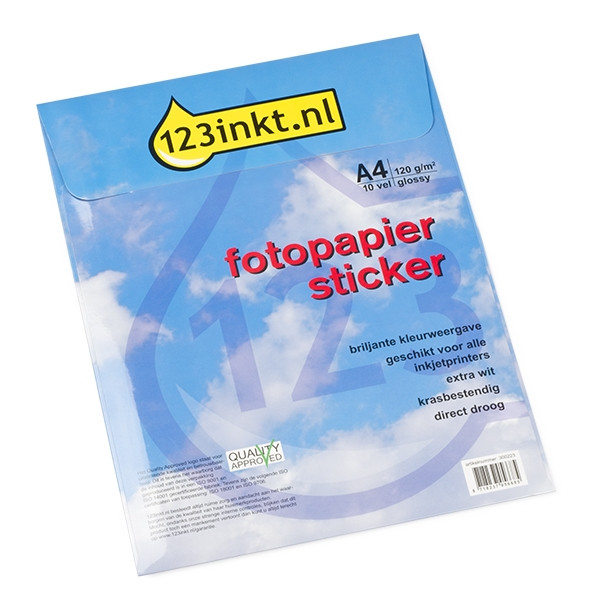 123inkt fotopapier sticker glossy A4 wit (10 stickers) 300223 - 1