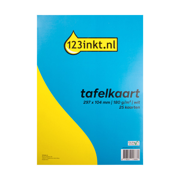 123inkt tafelkaart wit 297 x 104 mm (25 kaarten) 302240 - 1