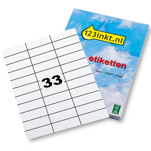 123inkt universele etiketten A4 70 x 25,4 mm wit (825 etiketten) FSC® Mix Credit 060317 - 1