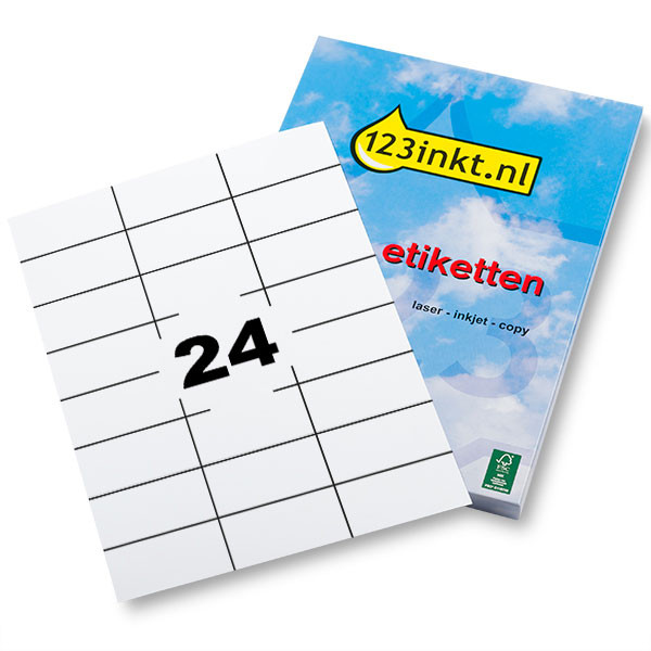 123inkt universele etiketten A4 70 x 37 mm wit (2.400 etiketten) FSC® Mix Credit 060233 - 1