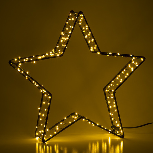 123led étoile de Noël 3D à piles 26 cm blanc extra chaud et blanc chaud 200 lumières - noir LDR07285 - 3