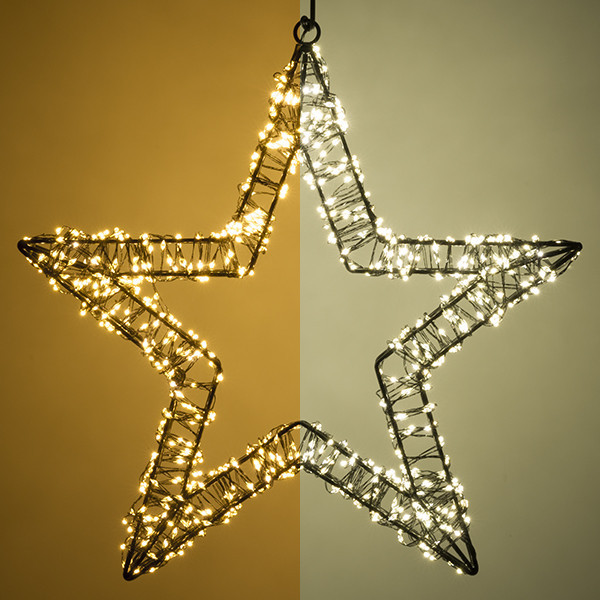 123led étoile de Noël avec anneau de suspension 36 cm blanc extra chaud et blanc chaud 800 lumières - noir LDR07268 - 1