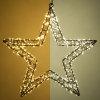 123led étoile de Noël avec anneau de suspension 36 cm blanc extra chaud et blanc chaud 800 lumières - noir LDR07268