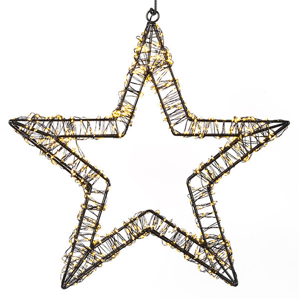 123led étoile de Noël avec anneau de suspension 36 cm blanc extra chaud et blanc chaud 800 lumières - noir LDR07268 - 2