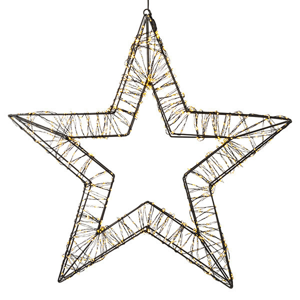 123led étoile de Noël avec anneau de suspension 56 cm blanc extra chaud et blanc chaud 1200 lumières - noir LDR07269 - 2