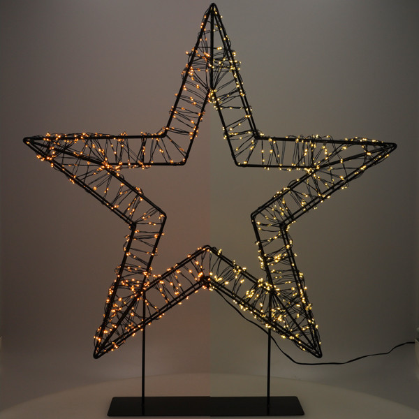 123LE étoile de Noël sur pied 56 cm extra blanc chaud & blanc chaud 1200 lampes LED - noir LDR07327 - 1