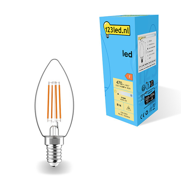 123led E14 ampoule LED à filament bougie 4,5W (40W) LDR01882 123led E14 ampoule LED à filament bougie 4,5W (40W) LDR01882 - 1