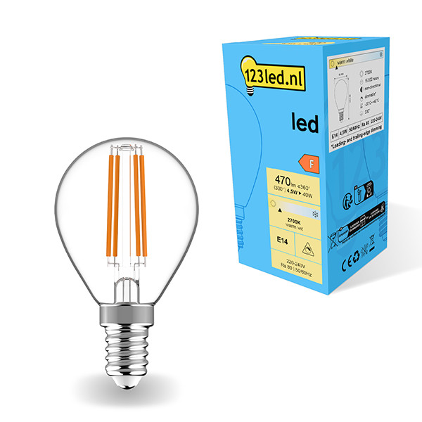 123led E14 ampoule LED à filament sphérique dimmable 2700K 4,5W (40W) LDR01894 - 1