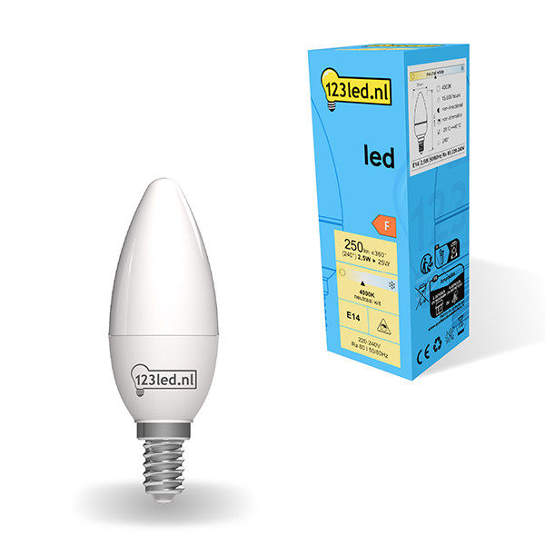 123led E14 ampoule LED bougie mate 4000K 2,5W (25W) LDR01852 - 1